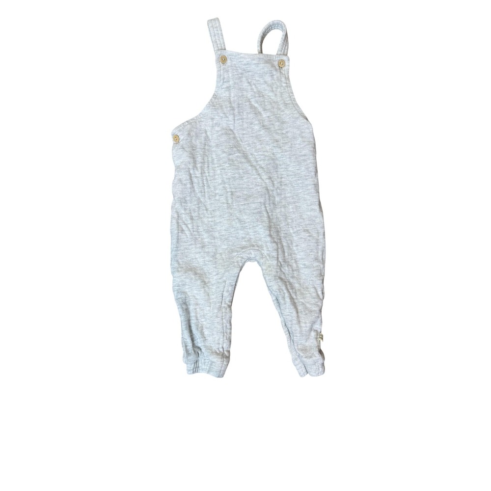 Petite Maison Overalls Baby 9 Months Gray Heather Knit Romper Snap Leg Crossback
